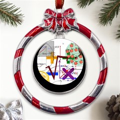 Mathematics Formula Physics School Metal Red Ribbon Round Ornament