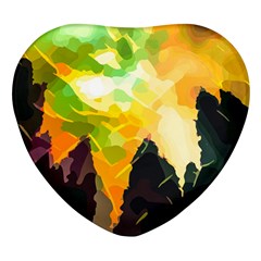 Forest-trees-nature-wood-green Heart Glass Fridge Magnet (4 Pack)