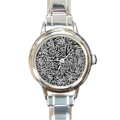 Flame Fire Pattern Digital Art Round Italian Charm Watch