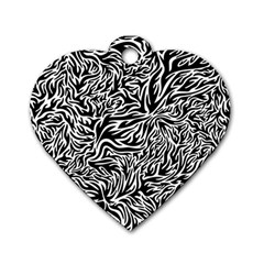 Flame Fire Pattern Digital Art Dog Tag Heart (Two Sides)