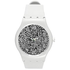 Flame Fire Pattern Digital Art Round Plastic Sport Watch (M)