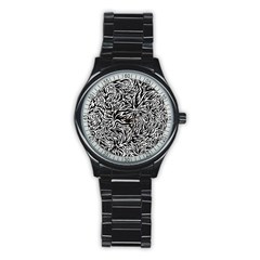 Flame Fire Pattern Digital Art Stainless Steel Round Watch