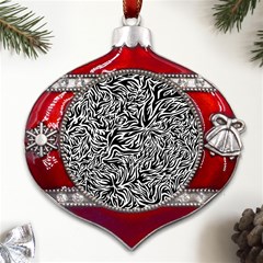 Flame Fire Pattern Digital Art Metal Snowflake And Bell Red Ornament