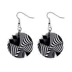 Op-art-black-white-drawing Mini Button Earrings by Bedest