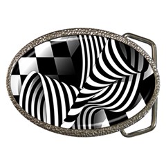 Op-art-black-white-drawing Belt Buckles by Bedest