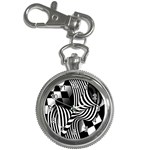 Op-art-black-white-drawing Key Chain Watches Front