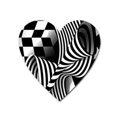 Op-art-black-white-drawing Heart Magnet