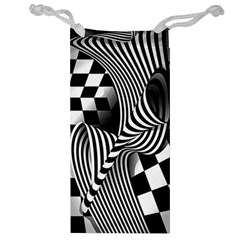 Op-art-black-white-drawing Jewelry Bag