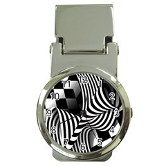 Op-art-black-white-drawing Money Clip Watches by Bedest