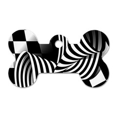 Op-art-black-white-drawing Dog Tag Bone (one Side) by Bedest