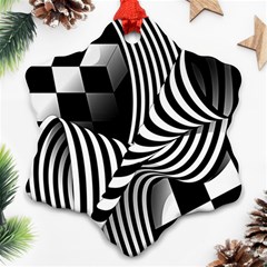 Op-art-black-white-drawing Ornament (snowflake) by Bedest