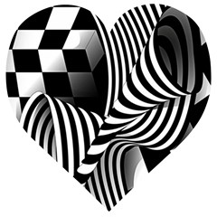 Op-art-black-white-drawing Wooden Puzzle Heart