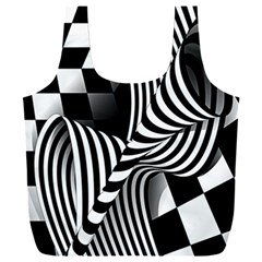 Op-art-black-white-drawing Full Print Recycle Bag (xxxl) by Bedest