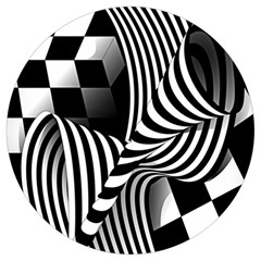 Op-art-black-white-drawing Round Trivet