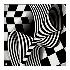 Op-art-black-white-drawing Banner And Sign 3  X 3  by Bedest