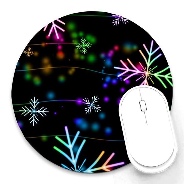 Snowflakes Snow Winter Christmas Round Mousepad