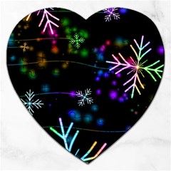 Snowflakes Snow Winter Christmas Jigsaw Puzzle (heart) by Bedest