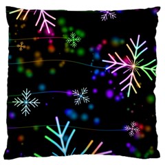 Snowflakes Snow Winter Christmas Large Premium Plush Fleece Cushion Case (two Sides) by Bedest