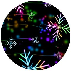 Snowflakes Snow Winter Christmas Wooden Puzzle Round by Bedest