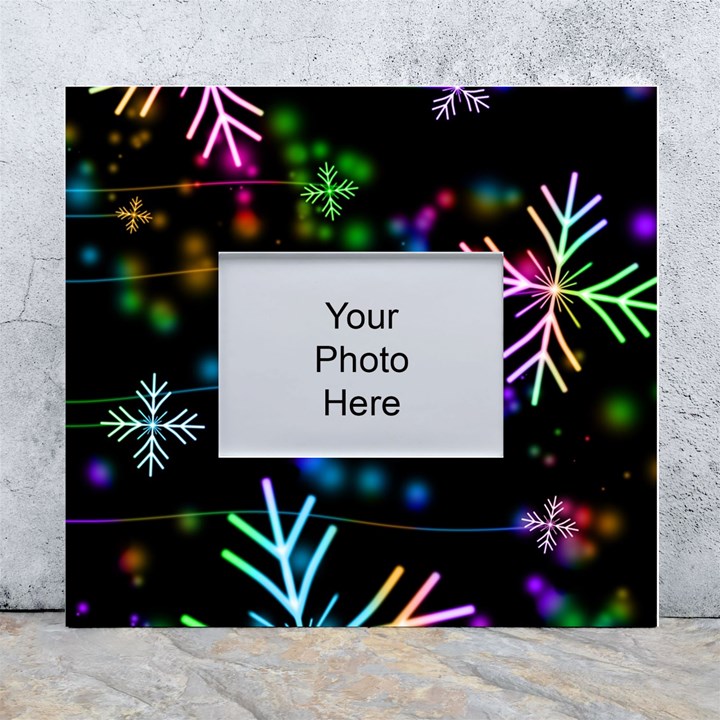 Snowflakes Snow Winter Christmas White Wall Photo Frame 5  x 7 