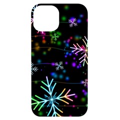 Snowflakes Snow Winter Christmas Iphone 14 Black Uv Print Case by Bedest