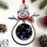 Snowflakes Snow Winter Christmas Metal Snowman Ornament Front