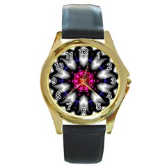 Kaleidoscope-round-metal Round Gold Metal Watch by Bedest