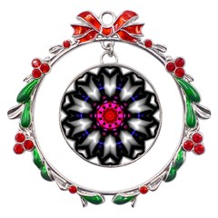 Kaleidoscope-round-metal Metal X mas Wreath Ribbon Ornament