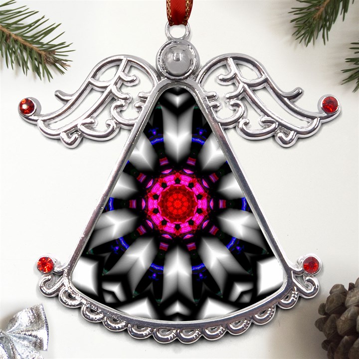 Kaleidoscope-round-metal Metal Angel with Crystal Ornament