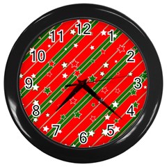 Christmas-paper-star-texture     - Wall Clock (Black)