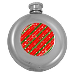 Christmas-paper-star-texture     - Round Hip Flask (5 oz)