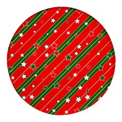 Christmas-paper-star-texture     - Round Glass Fridge Magnet (4 Pack)