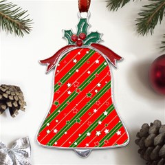 Christmas-paper-star-texture     - Metal Holly Leaf Bell Ornament