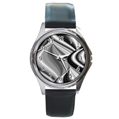 Waves-black-and-white-modern Round Metal Watch by Bedest