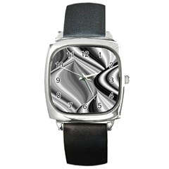 Waves-black-and-white-modern Square Metal Watch by Bedest