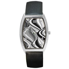 Waves-black-and-white-modern Barrel Style Metal Watch by Bedest