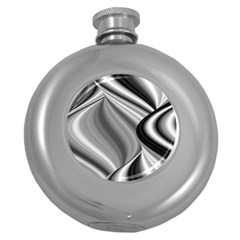 Waves-black-and-white-modern Round Hip Flask (5 Oz) by Bedest