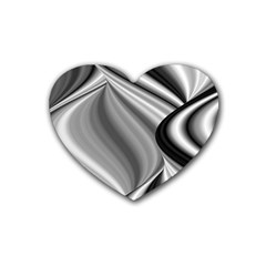 Waves-black-and-white-modern Rubber Coaster (heart) by Bedest