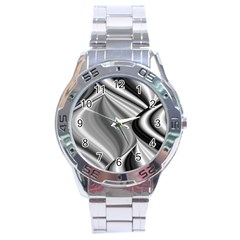 Waves-black-and-white-modern Stainless Steel Analogue Watch by Bedest