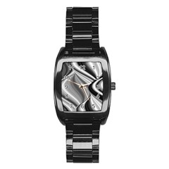 Waves-black-and-white-modern Stainless Steel Barrel Watch by Bedest