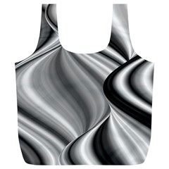 Waves-black-and-white-modern Full Print Recycle Bag (xl) by Bedest