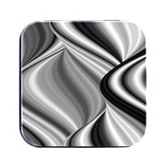 Waves-black-and-white-modern Square Metal Box (black) by Bedest