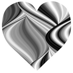 Waves-black-and-white-modern Wooden Puzzle Heart