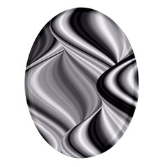 Waves-black-and-white-modern Oval Glass Fridge Magnet (4 Pack)