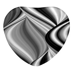 Waves-black-and-white-modern Heart Glass Fridge Magnet (4 Pack) by Bedest