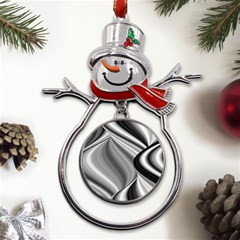 Waves-black-and-white-modern Metal Snowman Ornament by Bedest