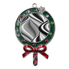 Waves-black-and-white-modern Metal X mas Lollipop With Crystal Ornament by Bedest