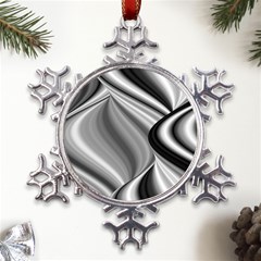 Waves-black-and-white-modern Metal Large Snowflake Ornament by Bedest