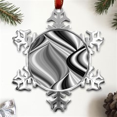 Waves-black-and-white-modern Metal Small Snowflake Ornament