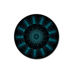 Ornament-district-turquoise Rubber Round Coaster (4 Pack) by Bedest